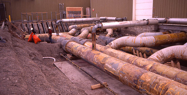 Below-Ground Pump Station Piping During Releveling